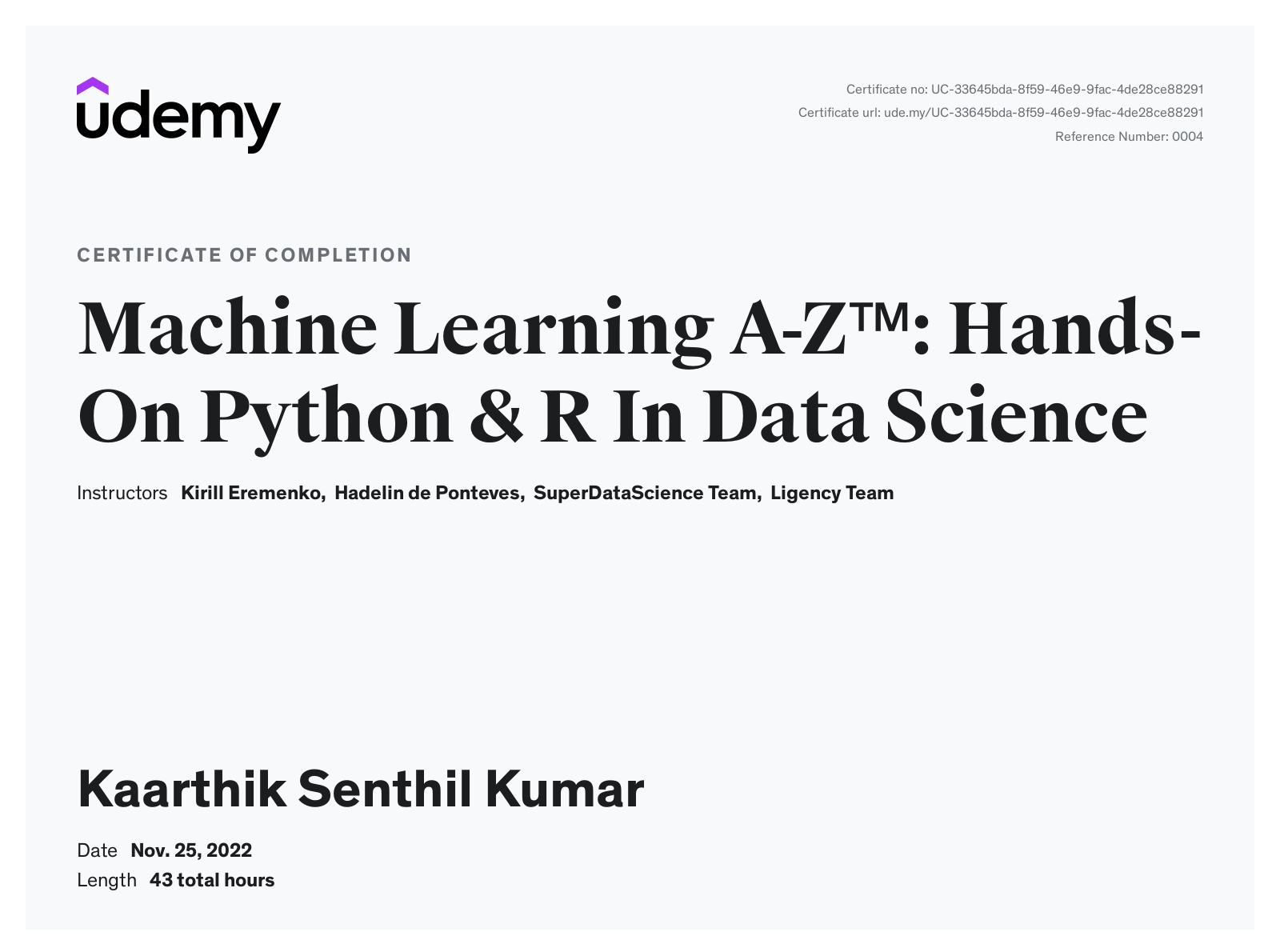 Machine Learning A-Z™: AI, Python & R + ChatGPT Bonus [2023]