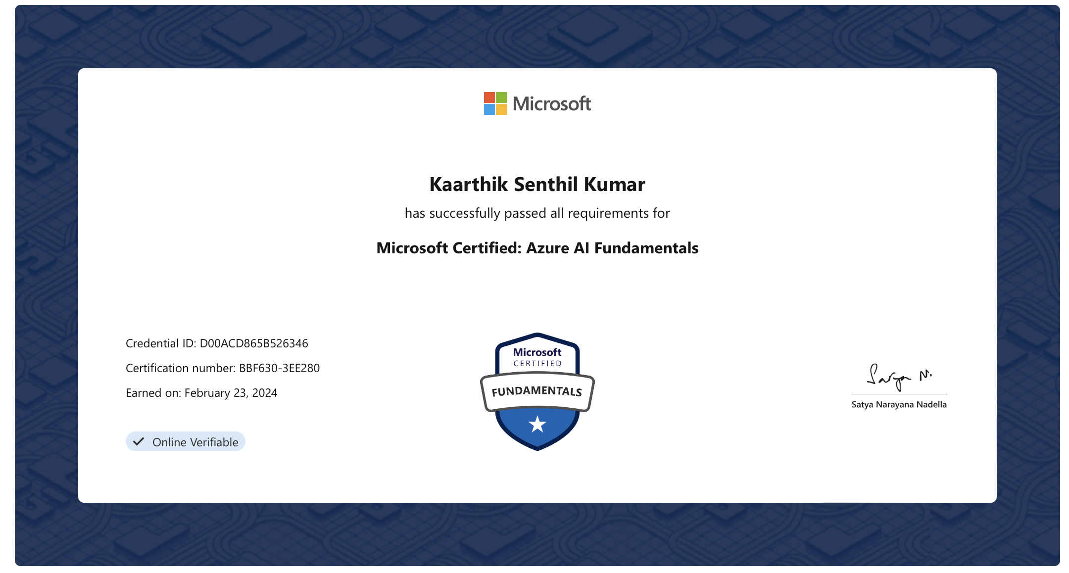 Microsoft Certified: Azure AI Fundamentals